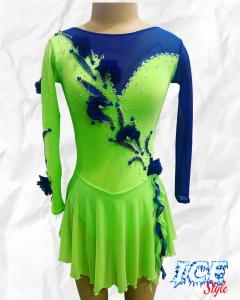 Green & Royal Blue Flowers Dress  8-10