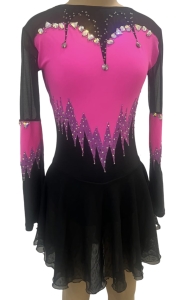 Black & Neon Pink Zigzag Dress 12-14