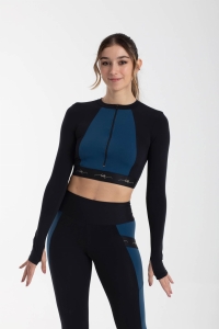 Intermezzo 6602 Brenda Crop Top Black&Turquise