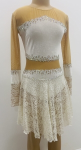 Cream Velvet &Lace Dress S