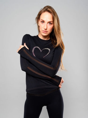 Thuono new collection Long sleeve shirt with crystal heart black.jpg