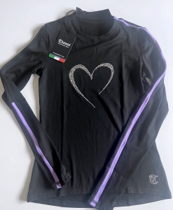 Thuono Heart Long Sleeve Shirt Black & Lila