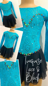 Turquise Lace & Black Dress 8-10