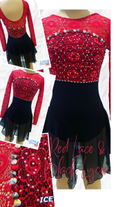 Red lace & black lycra dress 10-12