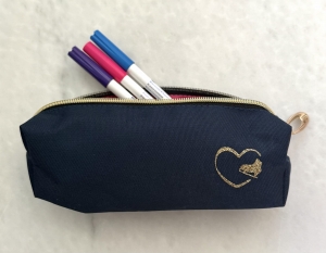 Glitter Skate Heart Pencil Case Navy Blue