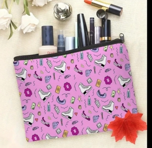 Pink Cosmetic Bag with skates