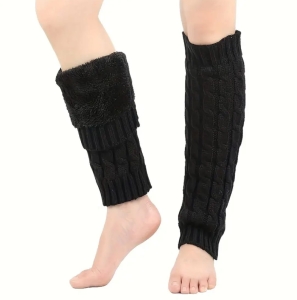 Legwarmers with inner furry layer Black