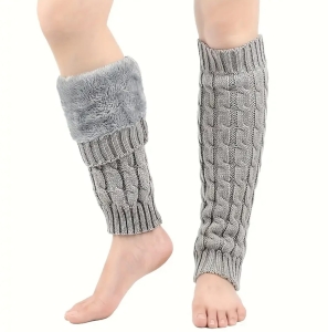 Leg warmers with furry inner layer Grey