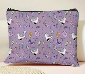 Purple Cosmetic Bag with Skates 