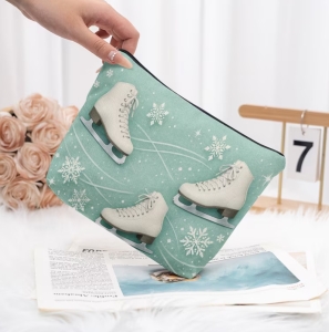 Turquise Cosmetic Bag with White Skates