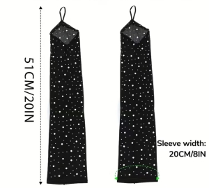 Black Long Gloves with Cristals