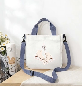 Canvas Bag with Skates White & Blue