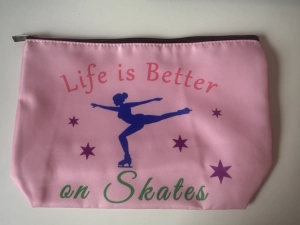 Cosmetic Bag Life is Better on Skates Pink