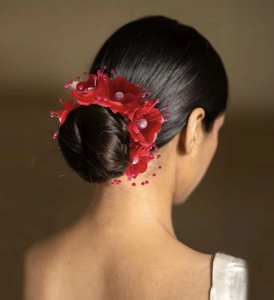Red Flower Scrunchie