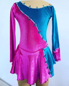 Pink & Turquise Velvet dress 8-10